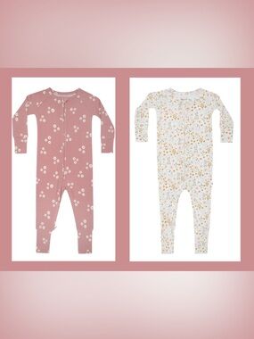 Bundle of 2 Brave Little Ones Zip-Up Ribbed Pajamas - 12 Mo